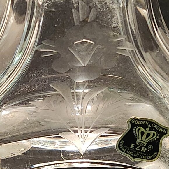 VTG Crystal Perfume Bottle Stopper Hand Etched Golden Crown William Andre - Picture 5 of 14